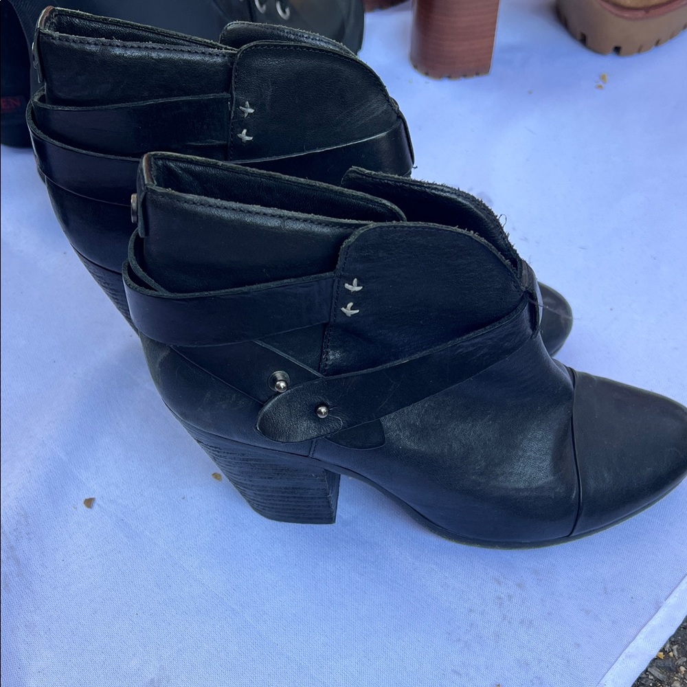 rag & bone Black Leather Ankle Boots